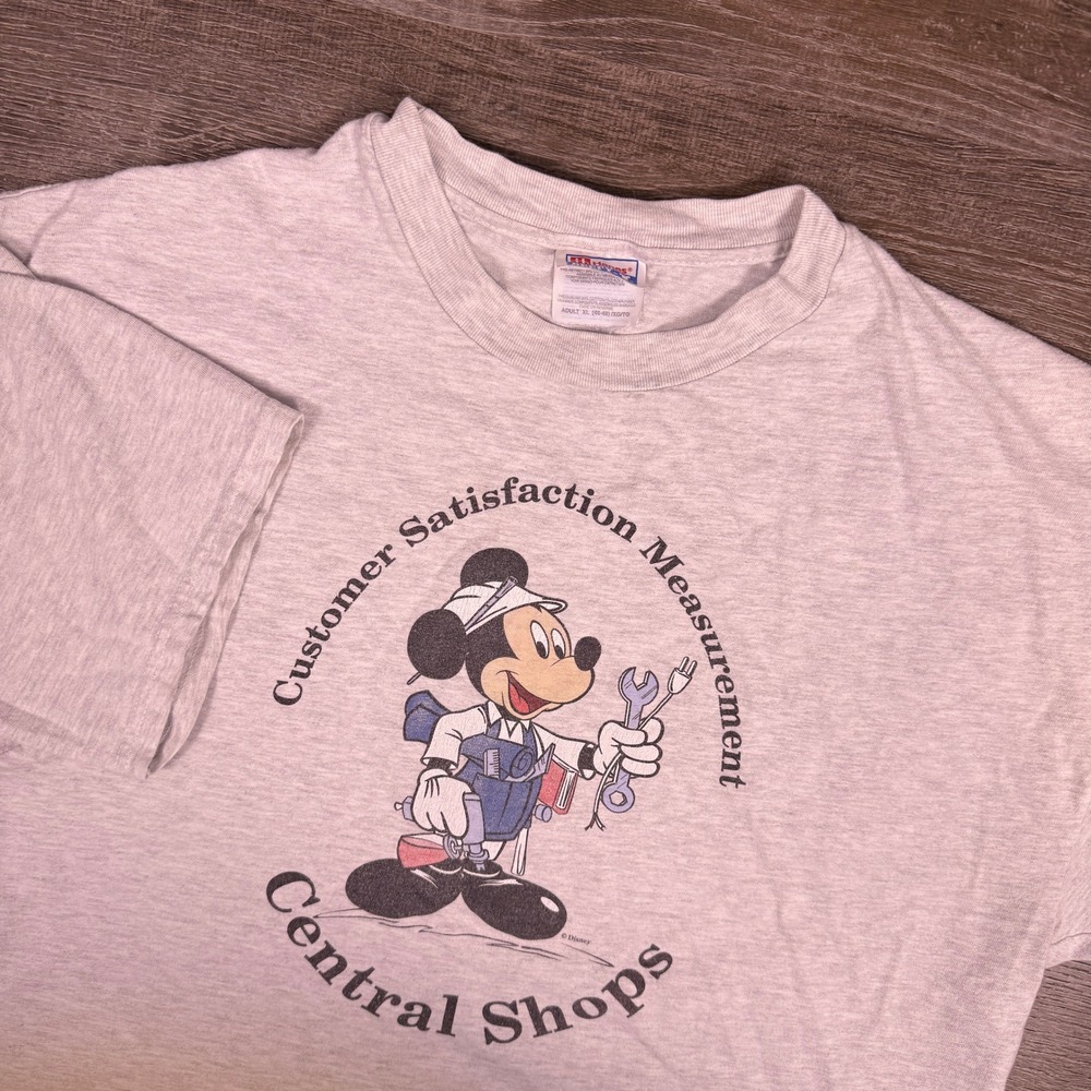 VTG Disney Mickey Mouse T-Shirt Mens XL Gray Central Shops Graphic Y2K